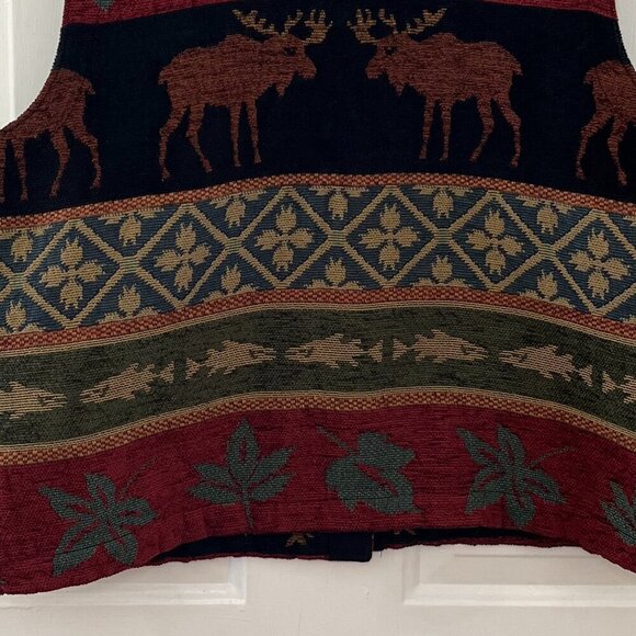 Coldwater Creek Plus-Size Primitive Farmhouse Animal Tapestry Vest Sz XXL - Picture 5 of 8